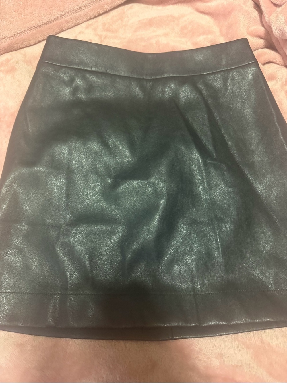 J Crew Black Faux Leather A-Line Mini Skirt